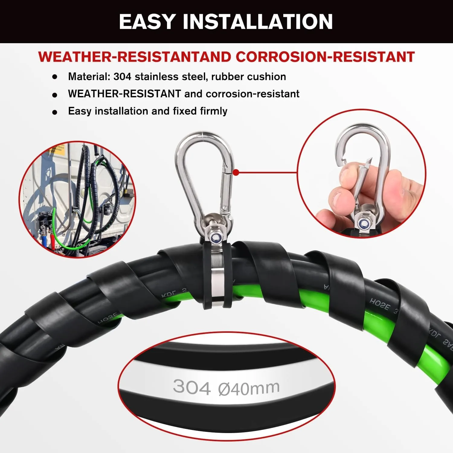 Nilight 15FT 3 in 1 ABS & Power Air Line Hose Kit Heavy Duty Green 7 Way Electrical Cable with Emergency Breakaway Assembly Weatherproof for Semi Truck Trailer Tractor view 5