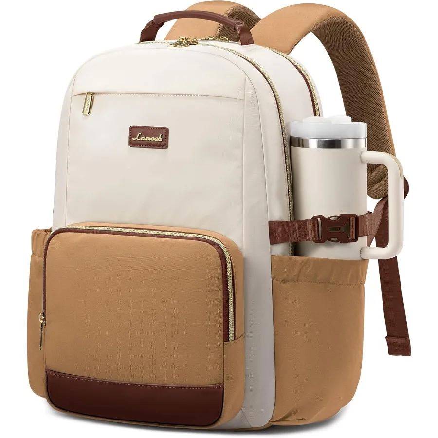 

Рюкзак для ноутбука LOVEVOOK для женщин с карманом для чашки большой емкости 15,6 дюймов, сумка для ноутбука, компьютера, дорожный рюкзак, кошелек