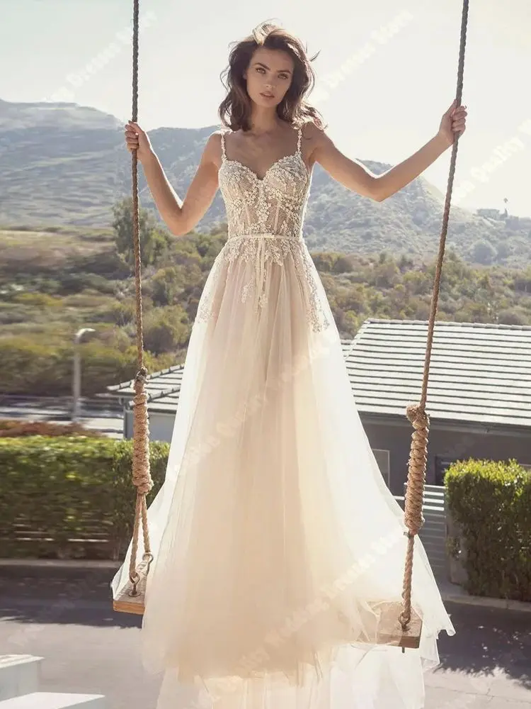 Eleganti abiti da sposa principessa a-line con scollo a v al largo della spalla abiti da sposa con superficie in Tulle Sexy lunghezza di lavaggio Vestido De Novias