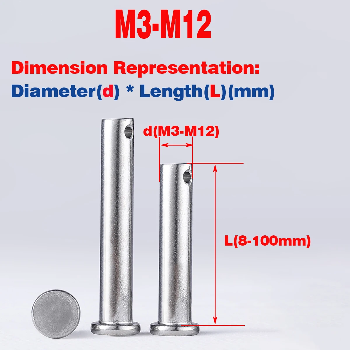 

304 Stainless Steel Pin Shaft Positioning Cylindrical M3 M4 M5 M6 M8 M10 M12 GB882