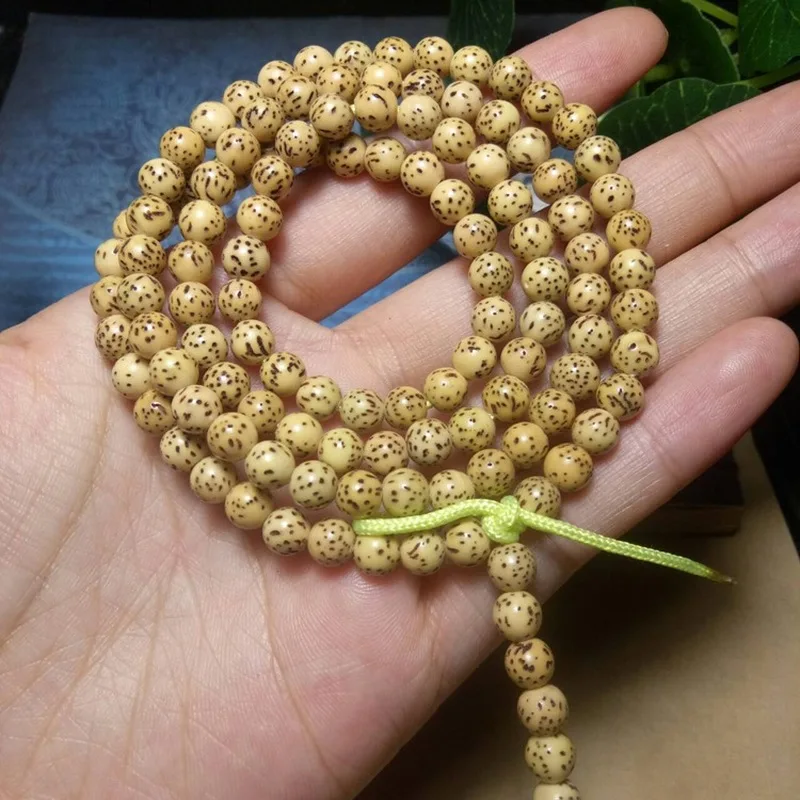 Hainan Natural - 108 Golden Old Seeds Star- Bodhi Full Moon Beads 6mm Women's Bracelet