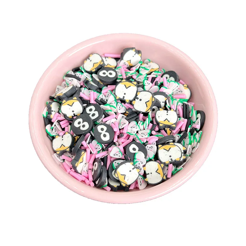 50g Animal Peach Hip Black Eyes Polymer Clay Sprinkles for DIY Crafts Tiny Cute Plastic klei Slime Filling Material Accessories