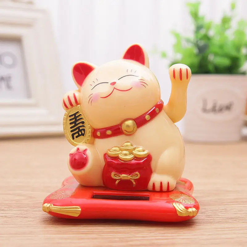 

Lucky Cat Wealth Waving Figurines 2.5 inch Solar Powered Cute Cat Crafts Statue for Home/Office/Car Windshield Decor Accessories