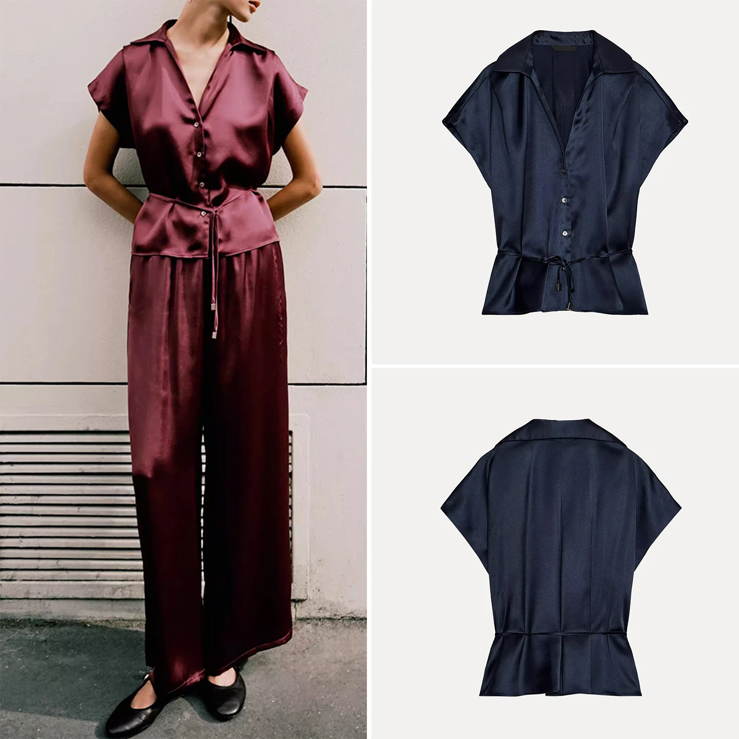 패셔너블한 V넥 오버사이즈 여성 벨티드 시크 슬림 유럽풍 스트레이트 컷 레귤러 얇은 청년 의류