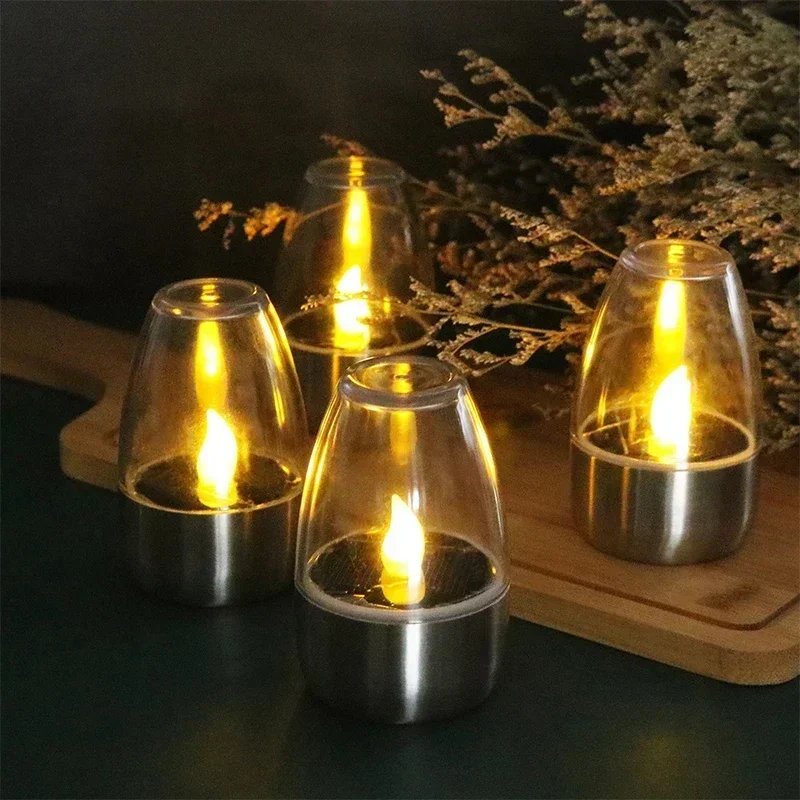 LED Solar Candles Light Flameless Outdoor Waterproof Candles Lamp For Bar Outdoor Camping Decoration Wedding Party Solar Lamp