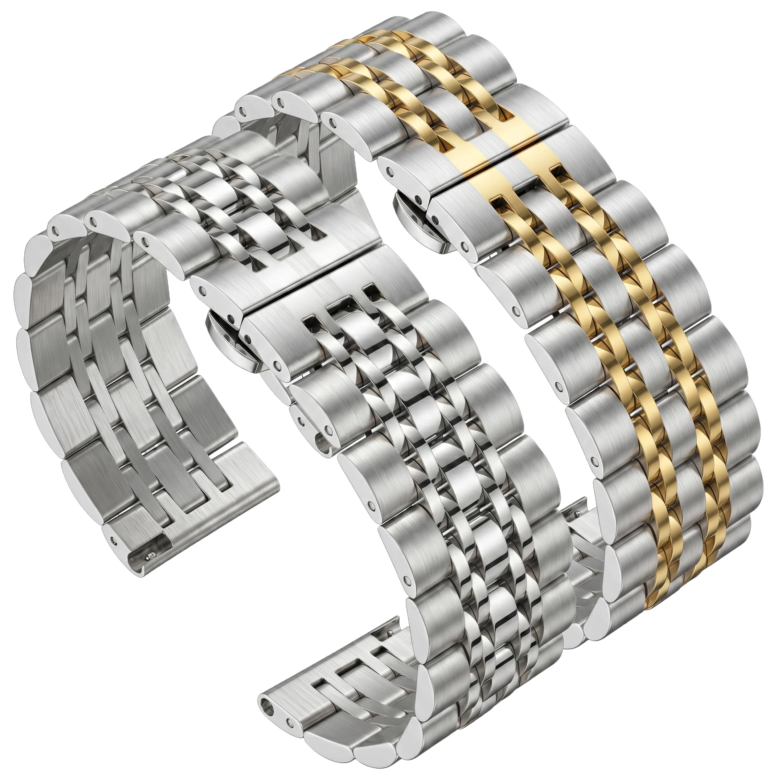 

Metal Watch Bracelet 20mm 22mm Universal Solid Stainless Steel Replacement Band Butterfly Clasp Men Accessories