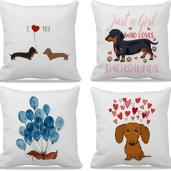 Cartoon Dachshund Pillow Covers Dog Pillowcases For Home Living Room Decorative Office Cushion Cover Throw Pillows Sofa Decor