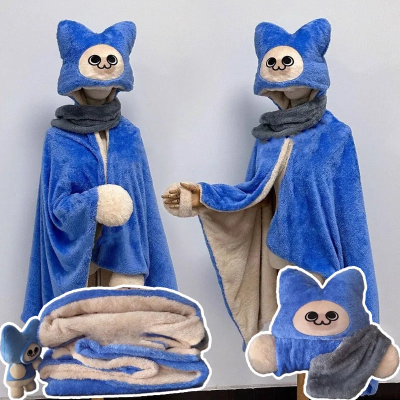 

Monster Hunter Felyne Anime Blanket Cloak Cosplay Costume Hoodie Autumn and Winter Coral Fleece Hooded Cape Pajamas Gifts New