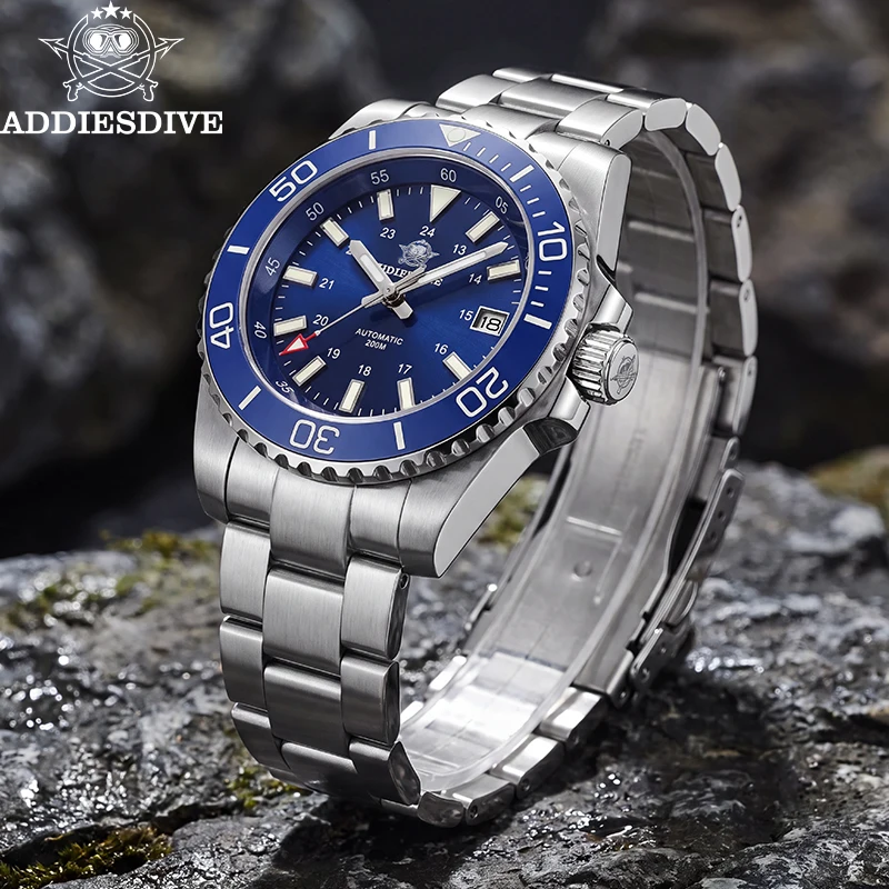 ADDIESDIVE Men's Watch 200m Water Resistance Ceramic Bezel Sapphire Glass BGW9 Super Luminous Automatic Stainless Steel Watch