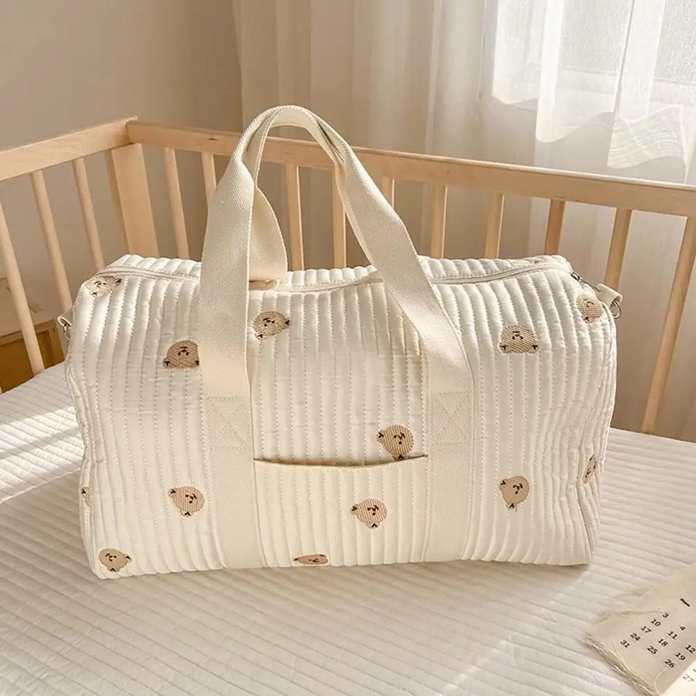

Embroidered Mom Bag Storage Bag Large Capacity Mommy Travel Bag Fashion Multi-functional Handbag Lightweight Diagonal