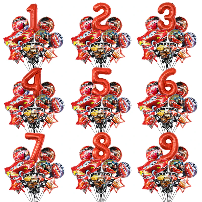 

Disney Birthday Decorations Lightning McQueen Pixar Car Foil Balloons Set Disposable Tableware Plate Cup Kid Party Supply