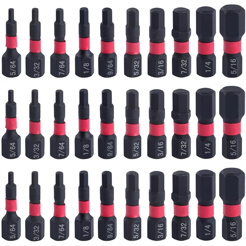 

1/4"inch Magnetic Impact Screwdriver Bit Hex Head Imperial Insert Drill Bits Set S2 Steel Short Driver Drill Bits for Power Tool