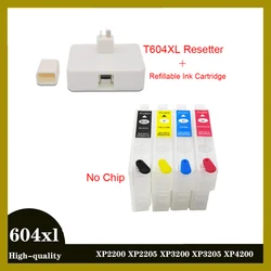 604xl Refillable Ink Cartridge+Chip Resetter for Epson XP2200 XP2205 XP3200 XP3205 XP4200 XP-4205 WF2910 WF-2930 printer