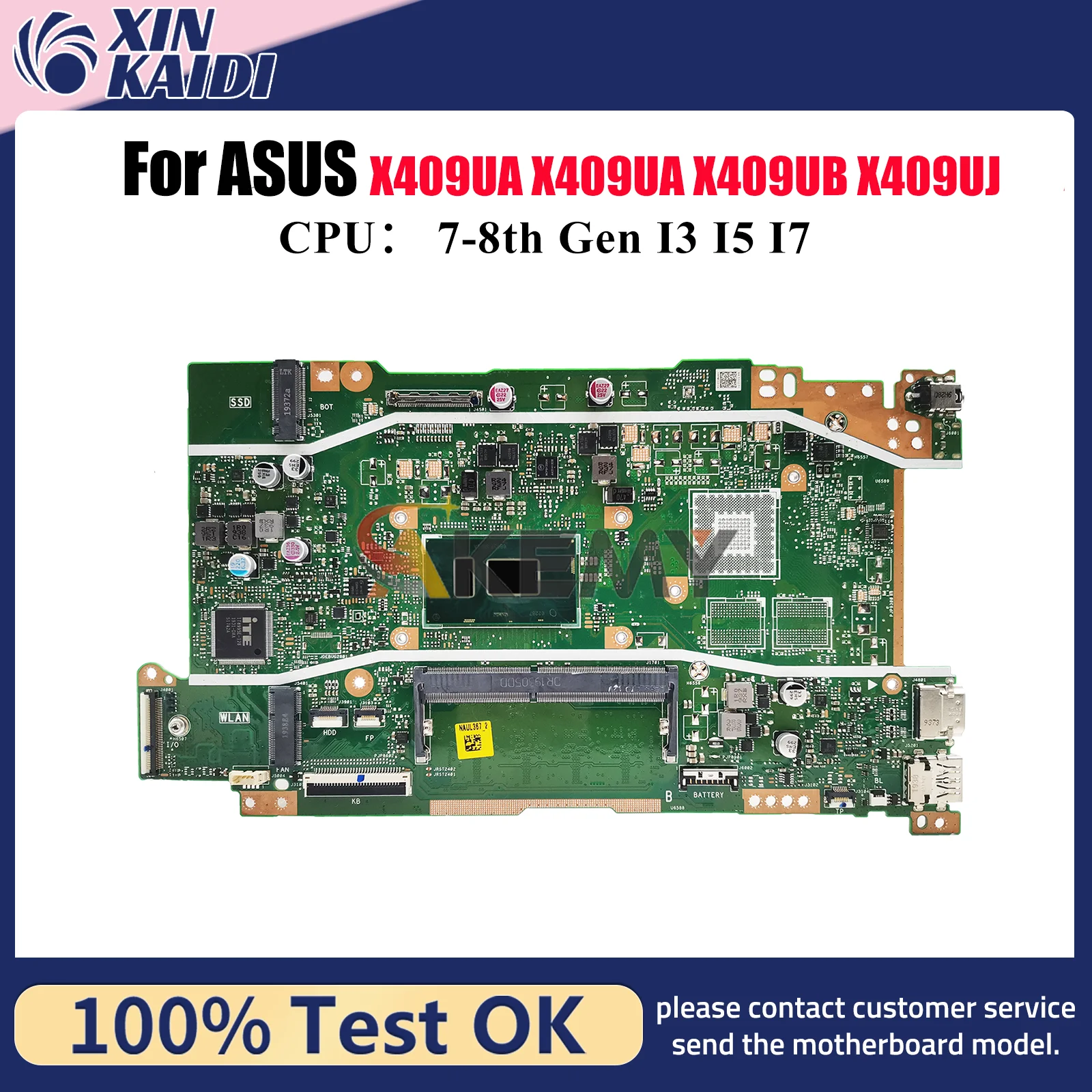 

X409UA Laptop Motherboard For ASUS VivoBook A409U F409U X409UB A509U F509U X409UJ X409U X409UA Mainboard I3 I5 I7 CPU tests OK