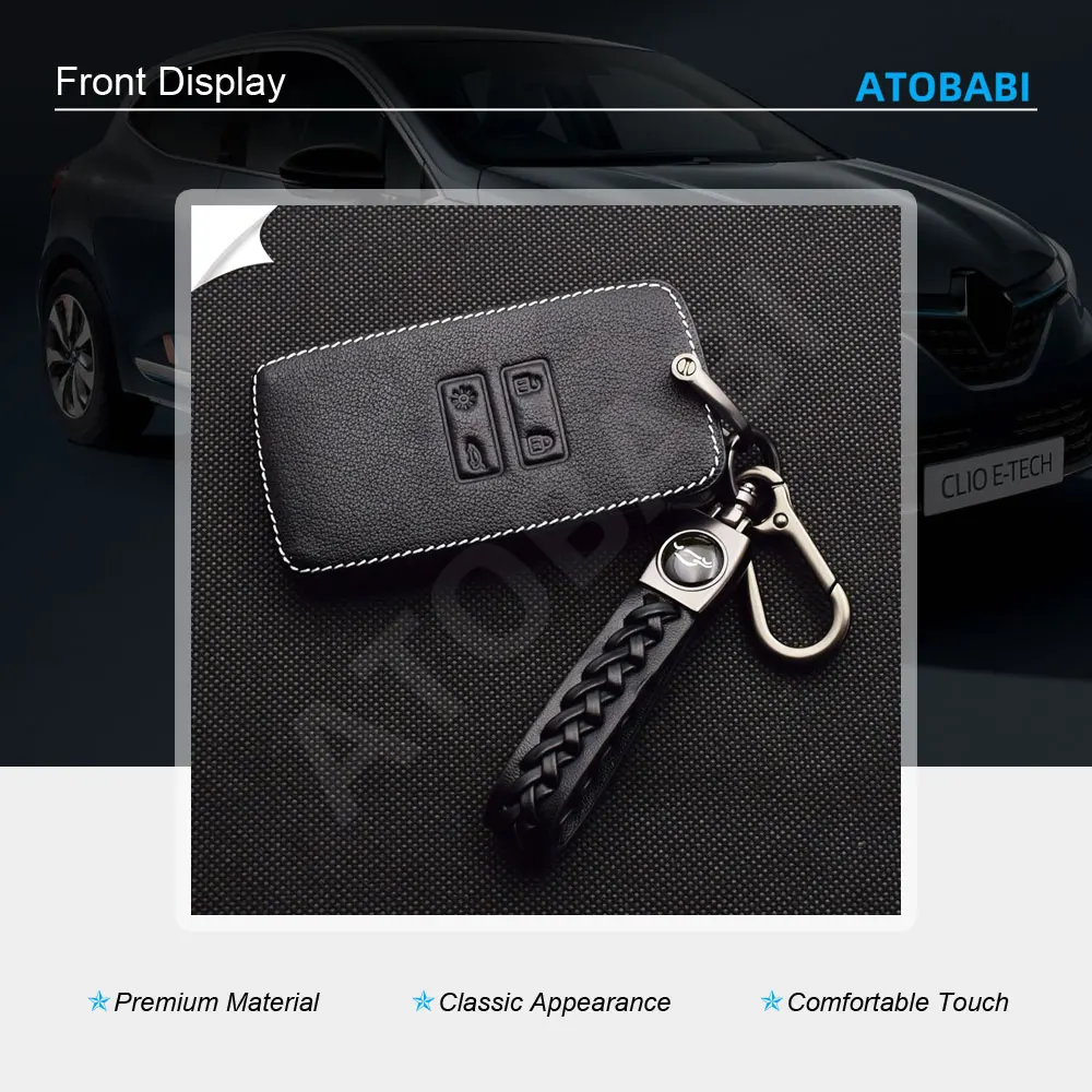 Leather Car Key Cover For Dacia Duster Sandero Stepway Renault Scenic Kadjar Captur Talisman Koleos Smart Remote Fobs Cases Bag