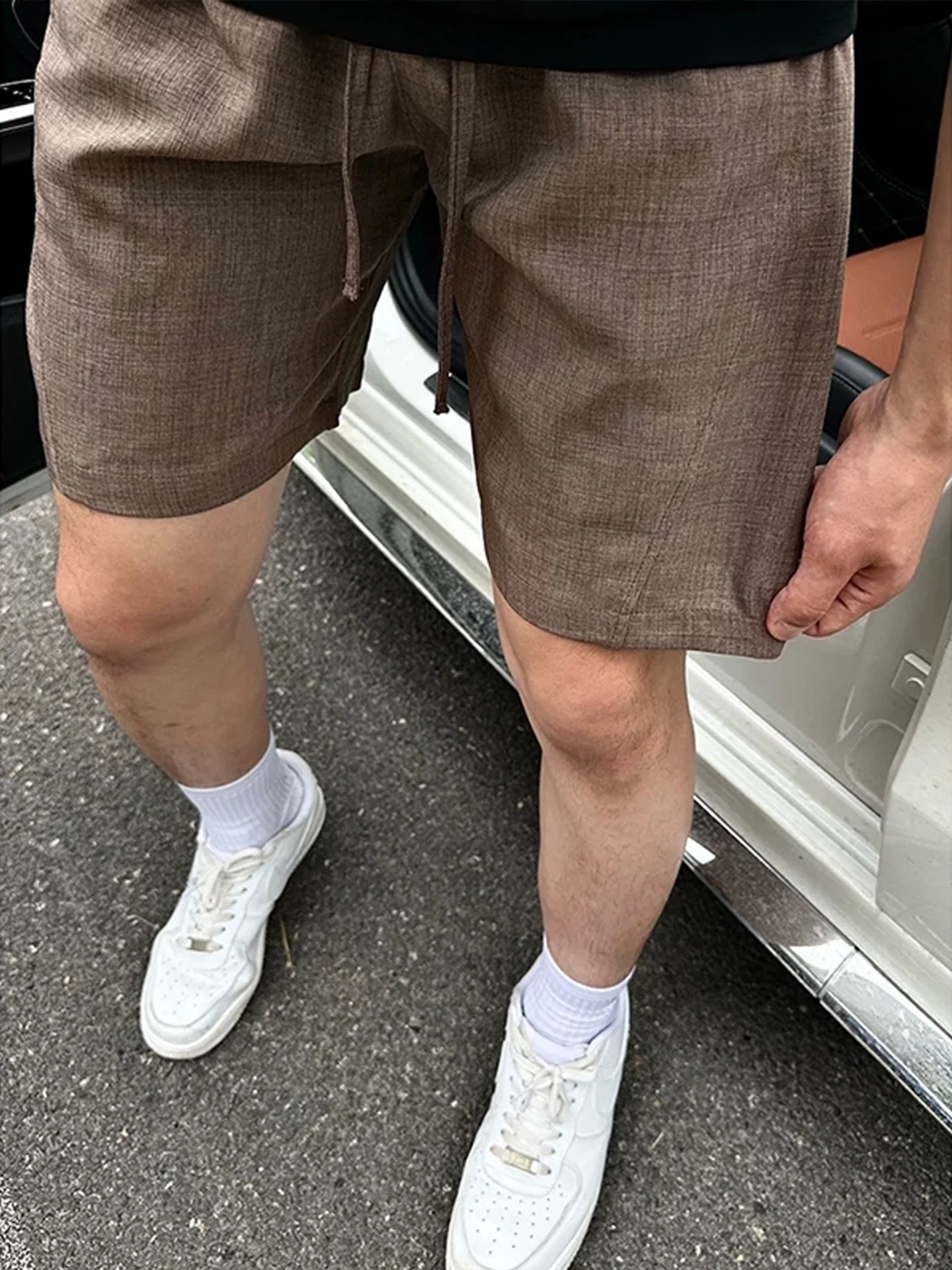 

Loose Fit Linen Shorts Men's Summer Thin Straight Leg Five-Quarter Length Comfortable Skin Feel Casual Loose Straight Tube Mi...