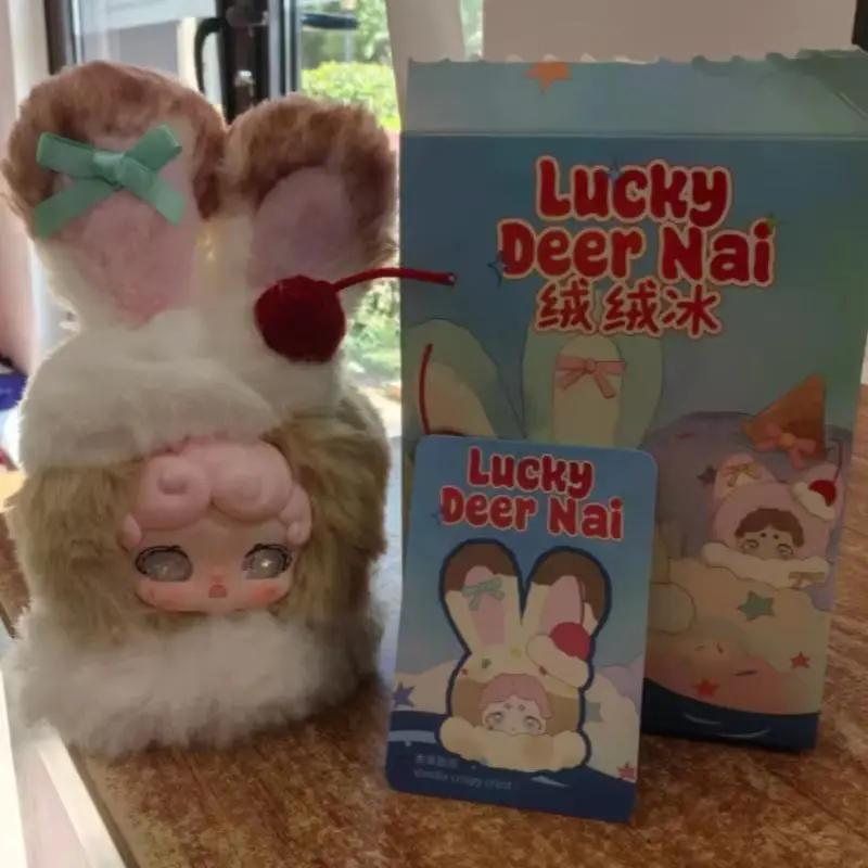 جديد حقيقي Luckydeernai Rongrong الجليد سلسلة صندوق الغموض لطيف حقيبة قطيفة قلادة الشكل دمية محظوظ الغزلان ناي صندوق أعمى اللعب الهدايا