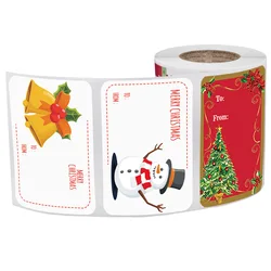 50-250 pces/rolo feliz natal adesivos decorativos para presentes que envolvem o nome do presente de natal tag adesivos boneco de neve decoração festiva