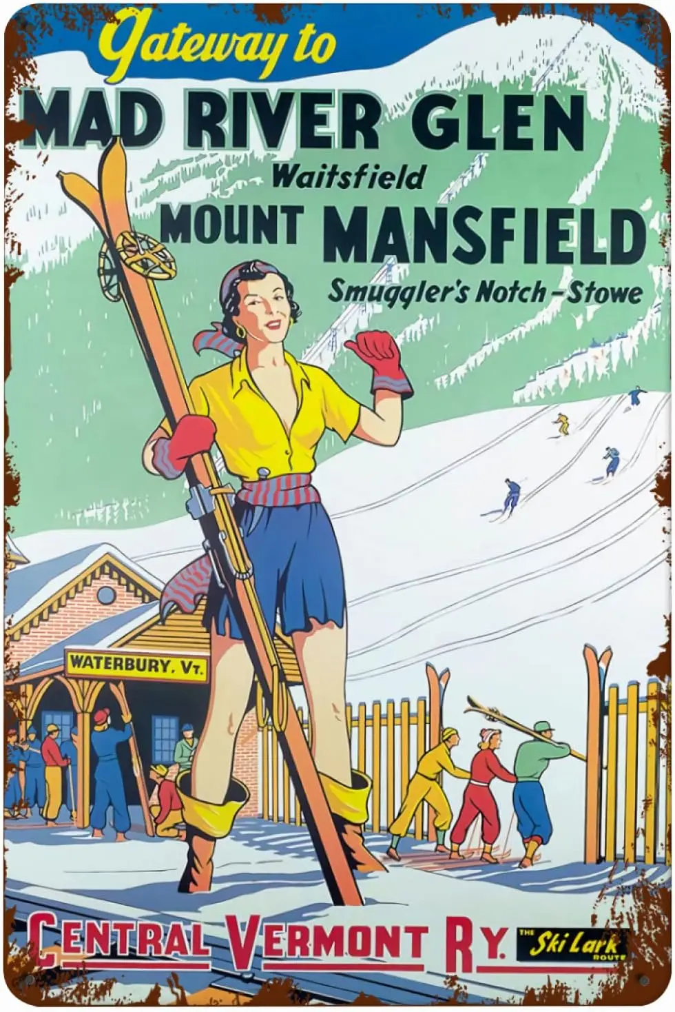 Ski Metal Signs Vintage Mad River Glen Wall Decor for Home Kitchen Bar Patio Room Garage Retro Tin Poster Plaque 12