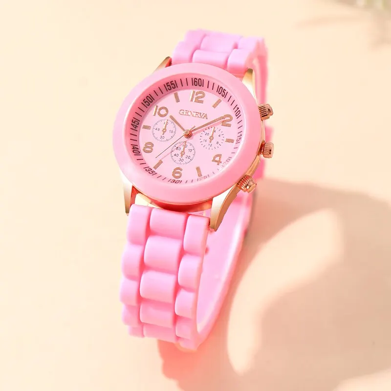 Fashion Women Watches Elegant Ladies Dress Quartz Watch Luxury Womens Pink Silicone Jelly Wristwatch Girls Gifts Reloj Mujer