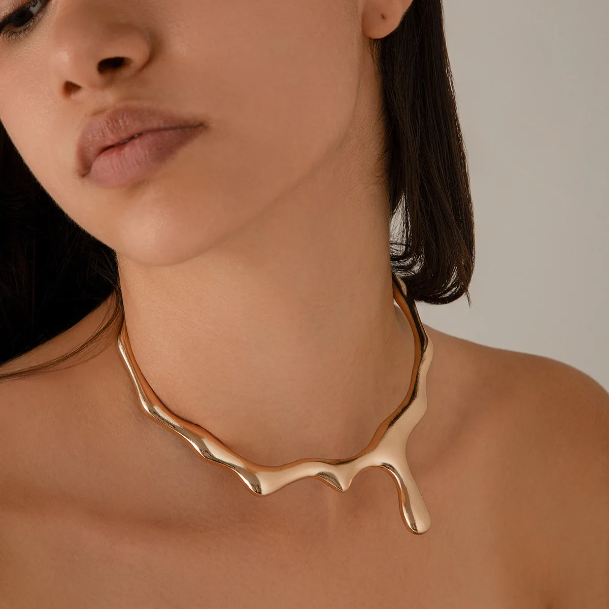 DIEZI Vintage Gold Silver Color Torque Jewelry Sets For Women Girls New Fashion Punk Geometric irregular Necklaces Earrings Set