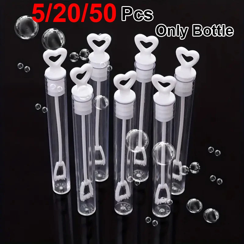 5/20/50pcs Heart-Shaped Bubble Wand Tubes Plastic Soap Dispenser for Wedding Bridal Shower Anniversary Party Favors(Only Bottle)