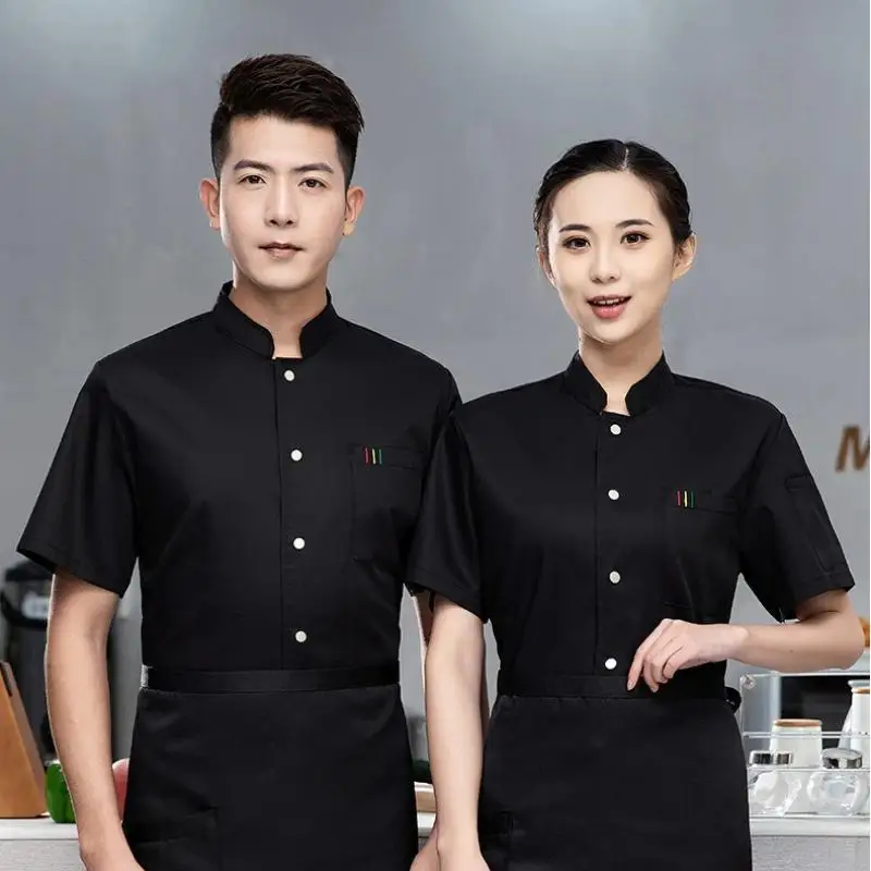 Men Women Chef Uniforms Short Sleeves Personalized Custom LOGO Hotel Catering Kitchen Cooking Breathable Workwear Embroidered
