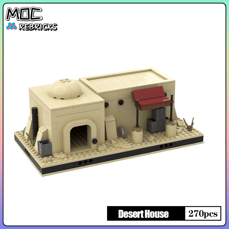 Famoso Street View MOC Desert House Modulo Pacchetto Building Block Modello Mattoni Set Originalità Giocattoli fai da te Regali di festa per bambini