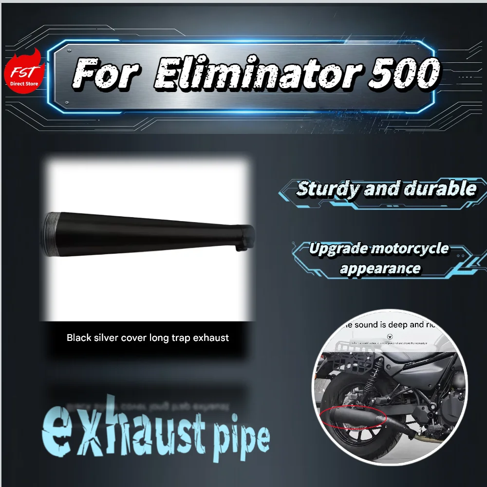 

For Eliminator 500 Right Side Single Exit Trap Exhaust Pipe Muffler Mid Pipe Retro Deep Sound Modified Accessories