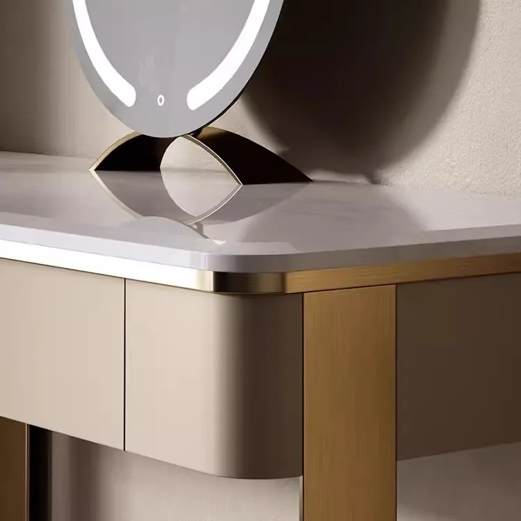 Toeletta in stile italiano leggero e lussuoso, toeletta moderna in marmo semplice e di fascia alta