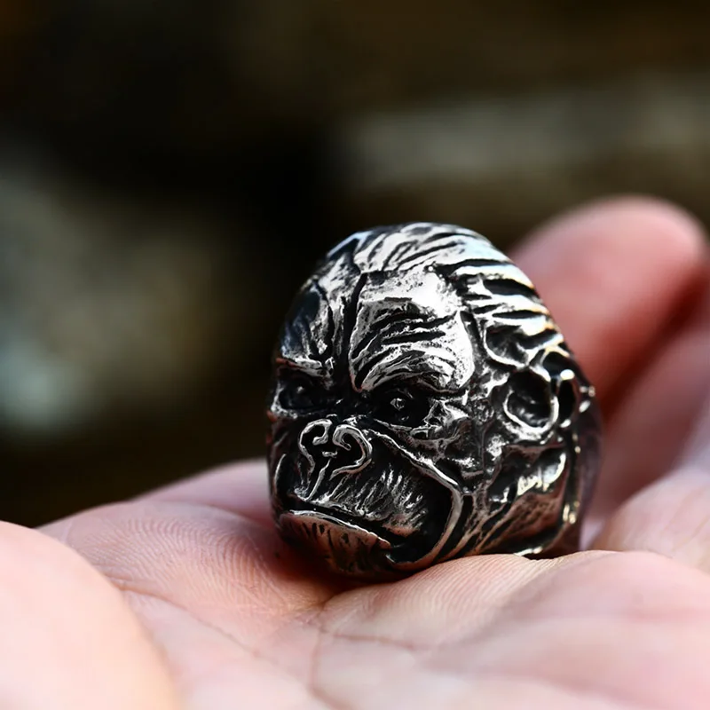 BEIER Vintage Stainless Steel Animal Gorilla Pendant Fashion Ring Punk Animal men Jewelry BR8-1109