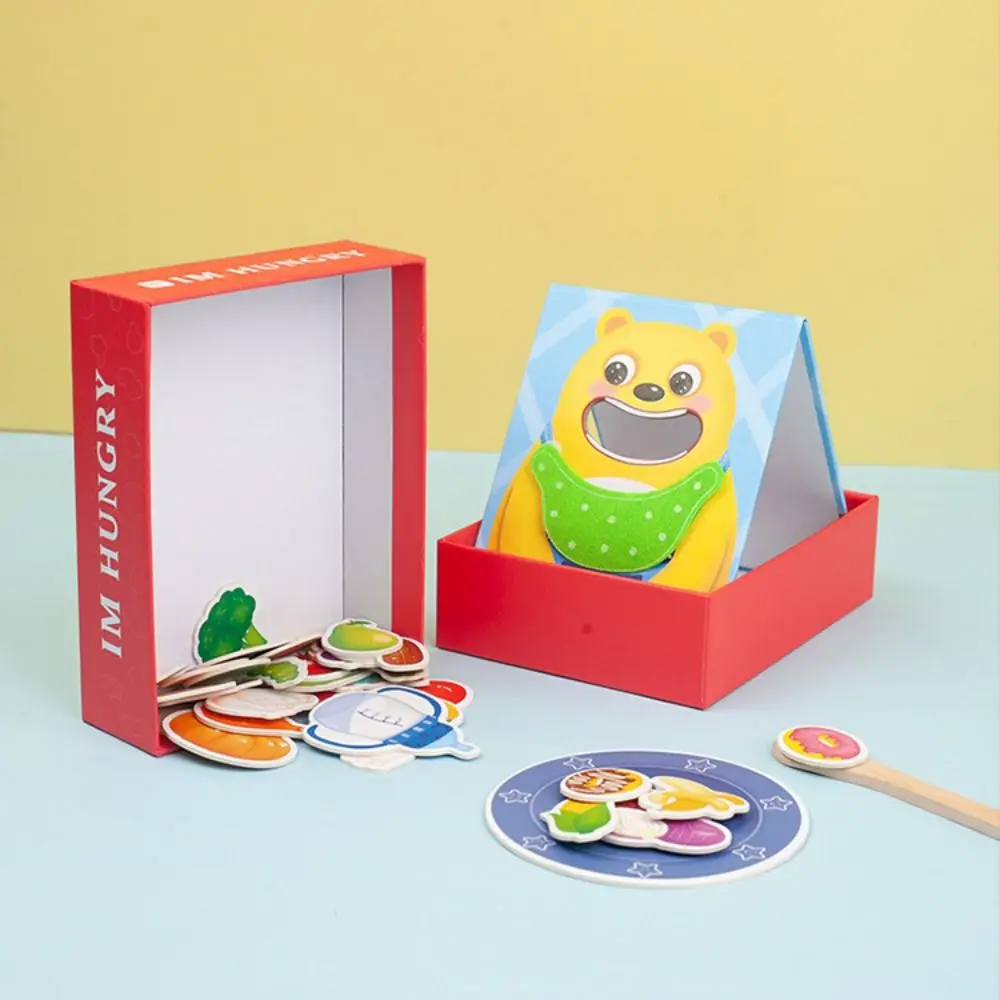 Food Feeding Simulation Feeding Game Role Play Simulation Bear Pretend Food Set Spoon Paper Parent-Child Feeding Toy