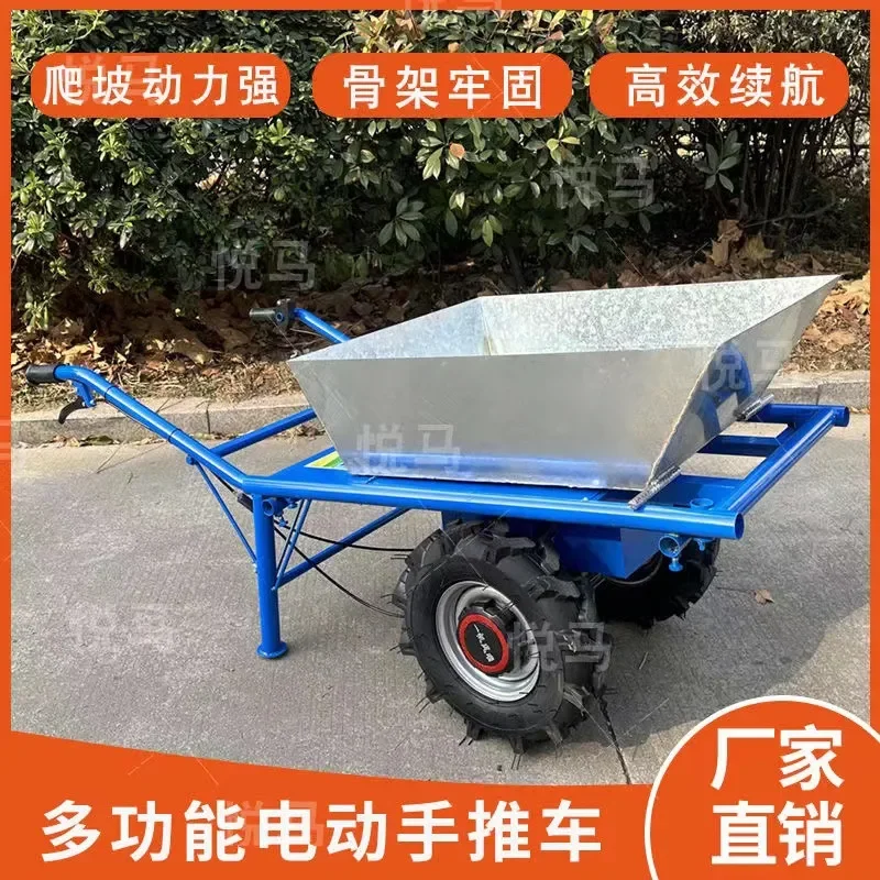 Electric Hand Push Trolley Single Double Wheel Creeper for Orchard Farm Agricultural Transportation Small Climbing Cart