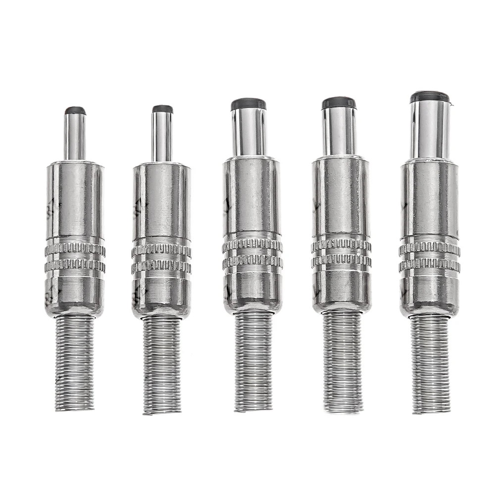 5PCS 4.0*1.7 2.5*0.7mm DC Power Jack Male Plug Metal Connector Adapter With Black Head 5.5X2.5MM 5.5*2.1mm 4.8*1.7mm