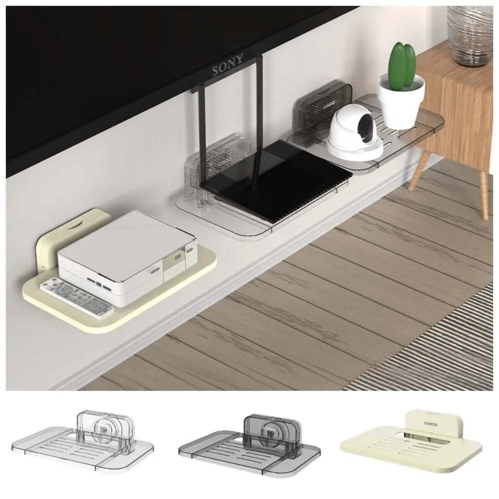 

Suction Cup Wireless Wifi Router Storage Shelf No-Drill Removable TV Set-top Box Rack Space Saving Transparent