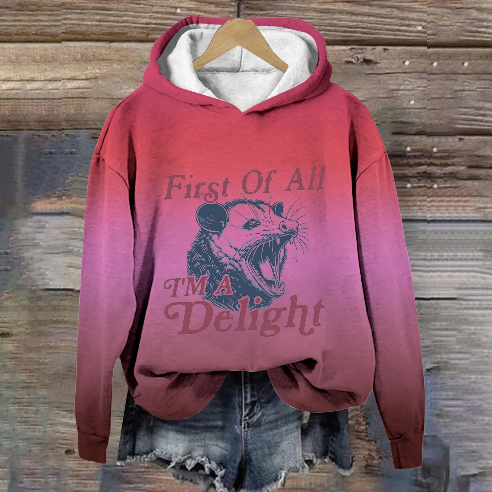 

First Of All I'm A Sweatshirt Possum Hoodie Funny Sarcastic Opossum Hoodies Sweatshirts худи with Drawstring y2k clothes 2024