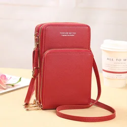 2024 New Large Capacity Multi functional Solid Color Fashion Simple Single Shoulder Small Bag Touch Screen Crossover Mobile Phon