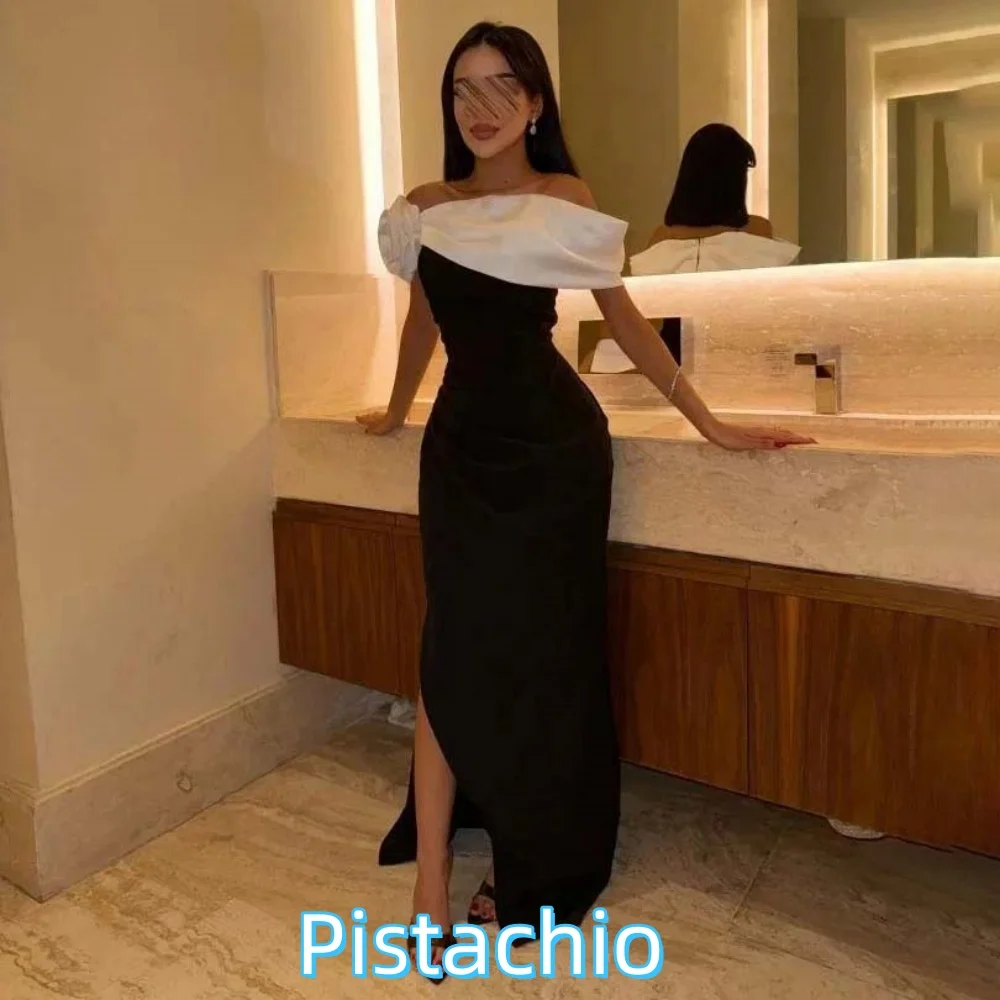 

Customized Exquisite Off The Shoulder Women Prom Dress Flower Charming Mermaid High Split Party Dress Women Evening Gown