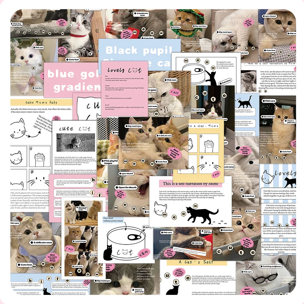 10/30/60pcs Korean Ins Style Cat Meme Stickers Cute Aesthetic Sticker DIY Scrapbook Luggage Phone Case Kawaii Kitten Decals Gift - view 2
