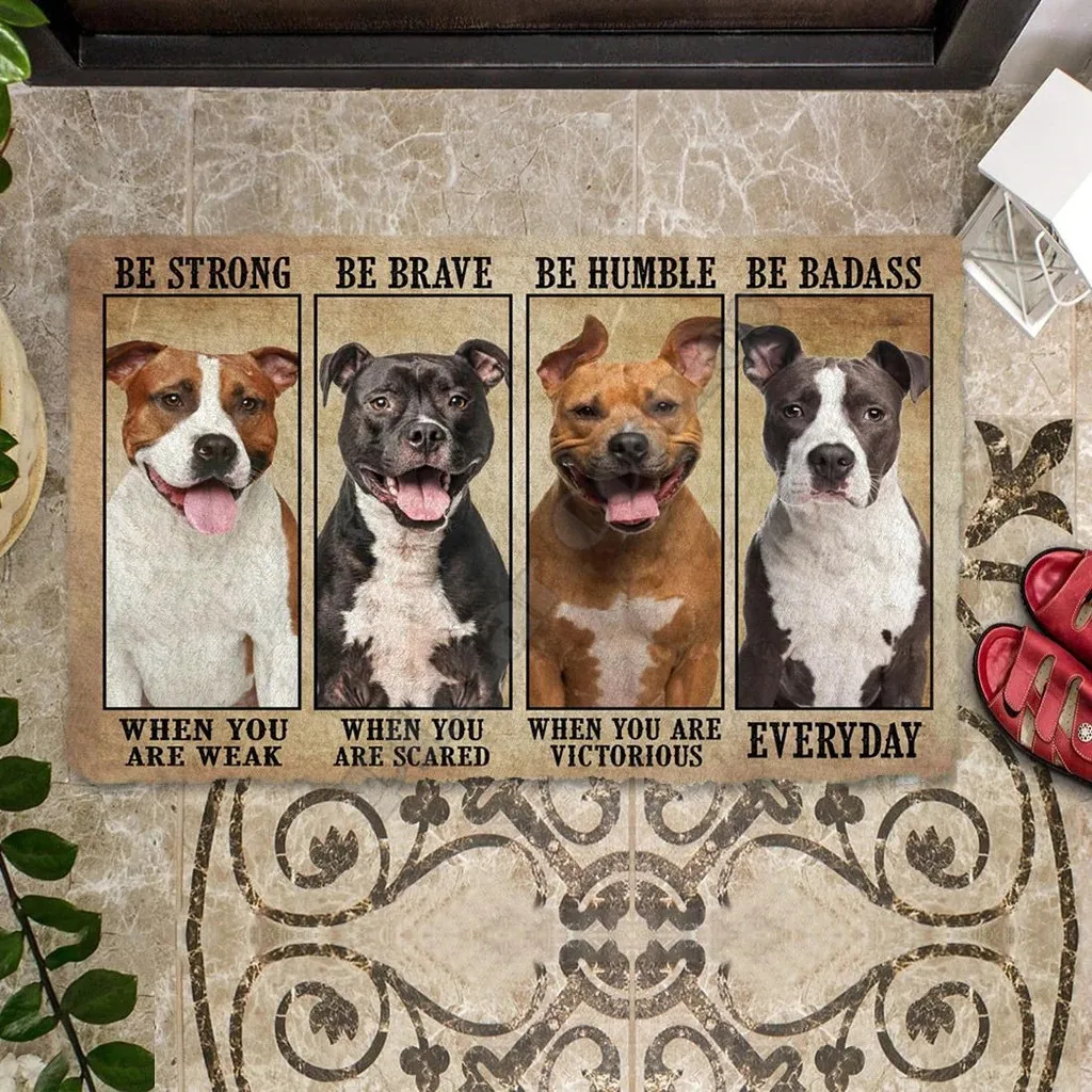 Staffordshire Bull Terrier/Weimaraner Doormat Porch Rug Mats Floor Carpet 3D Print Indoor Outdoor Doormat Non-slip Love Dog Gift