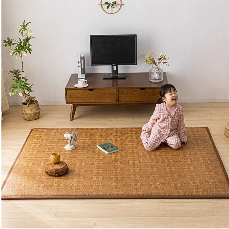 

Summer Rug Ice Cool Vine Mat Thickened Cold Mat Non-slip Floor Pad Japanese Tatami Cool Mat Bedroom Bedside Sleeping Cushion