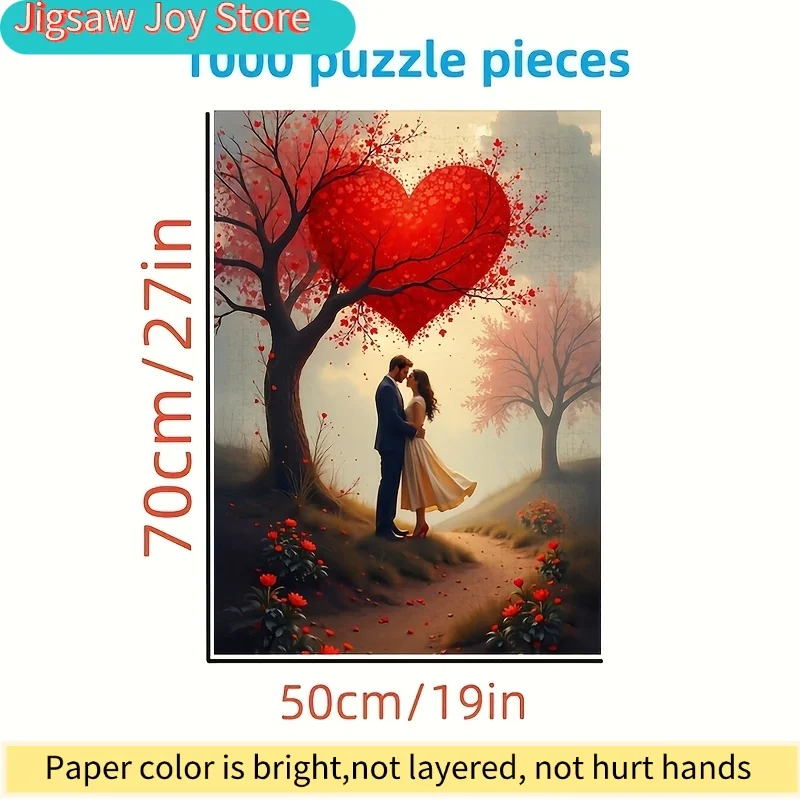 

1000pcs Romantic Couple Love Heart Puzzle - White Rectangular Design with Vibrant Colors, Family-Friendly & Challenge, DIY Bra