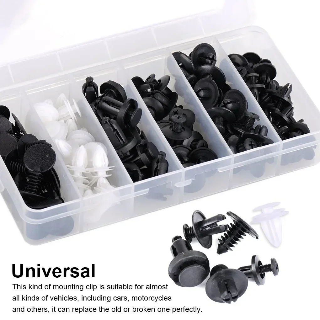 100 car fastener clip kit, fender rivet clip, body push fixing pin rivet, bumper, door trim panel fixing clip