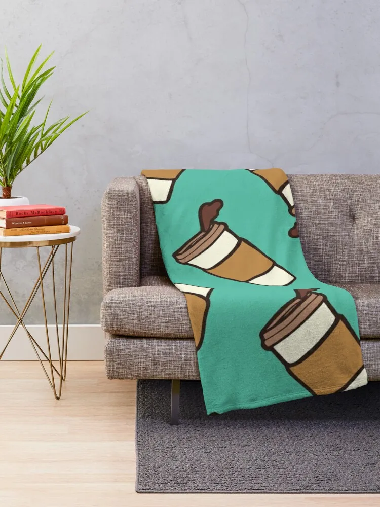 Take it Away Coffee Pattern Throw Blanket Decorative Sofa Soft Big Blankets