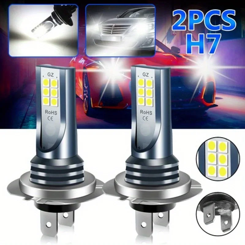 

2pcs H7 2835 12SMD LED Headlight High Beam Bulb Kit White 6000k Light Bulb Light