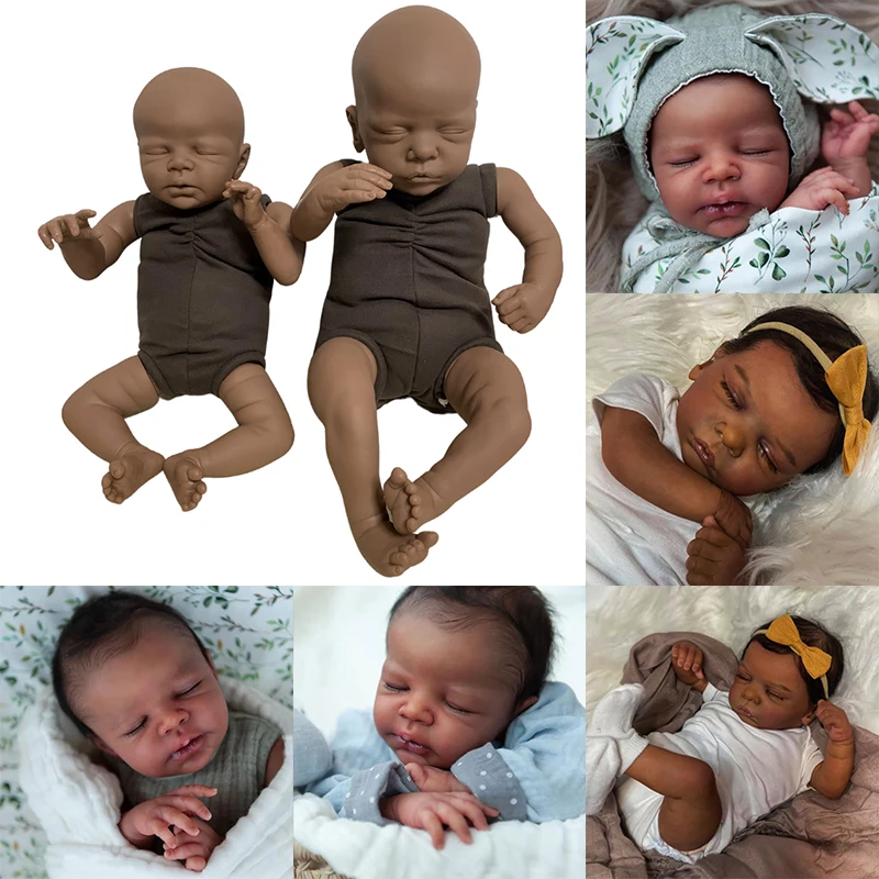 19 Inch Romy Reborn Doll Kit Black Skin Baby Doll Soft Touch Unpainted Unfinished Doll Parts DIY Blank Doll Kit Zendric 16 Inch