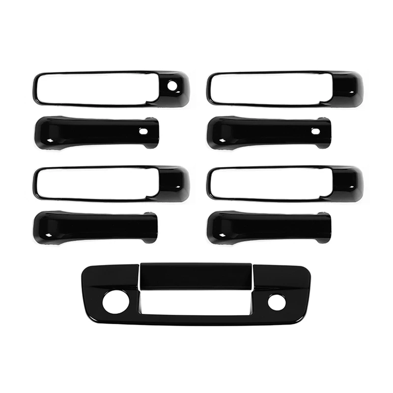 Newfor Dodge Ram 1500 2500 3500 2009-2018 Exterior Door Handle Cover + Tailgate Door Handle Cover Trim Accessories, Black