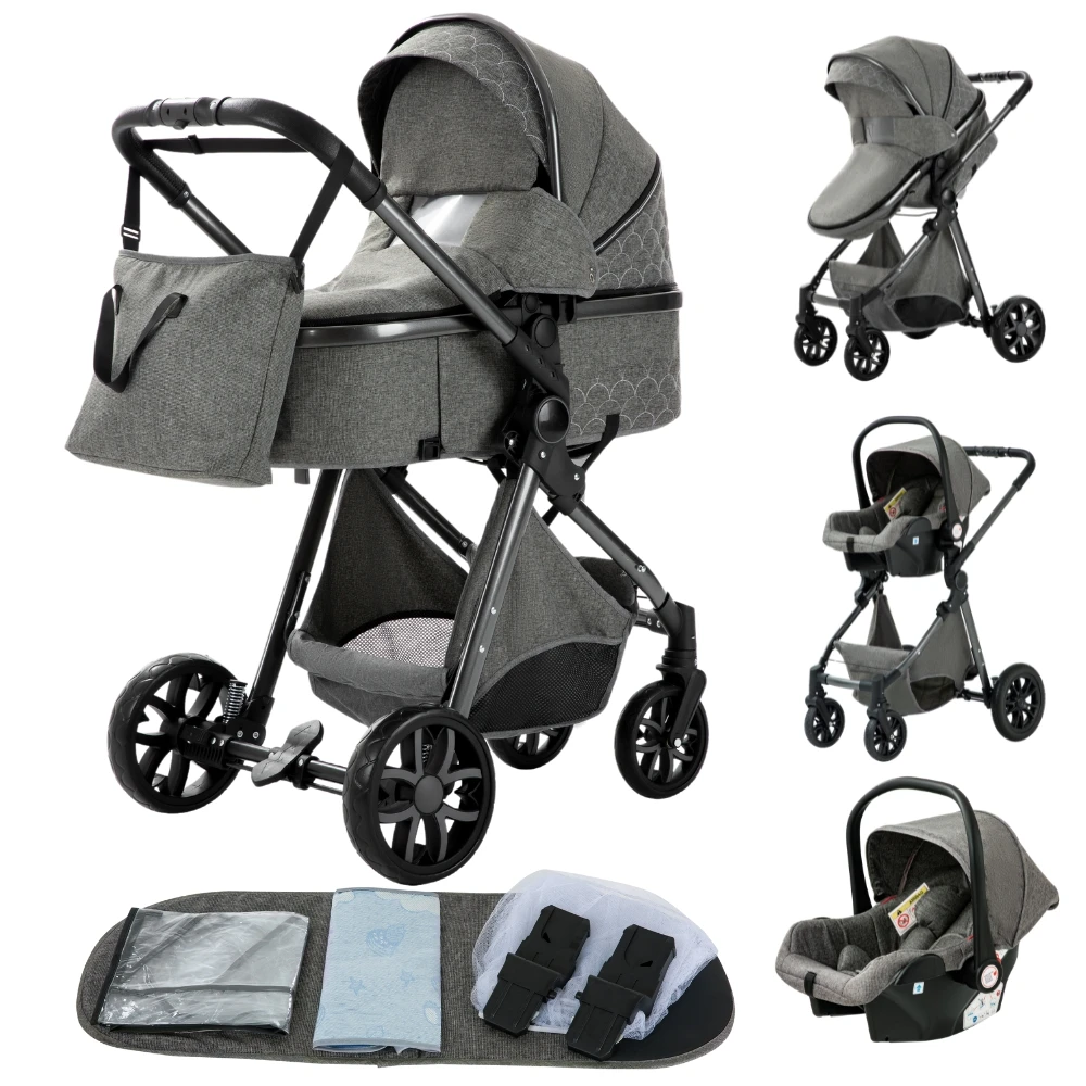 3-in-1 babyreisysteem, lichtgewicht kinderwagen voor pasgeborenen, all-terrain, compact opvouwbaar, winterkinderwagen, buggy