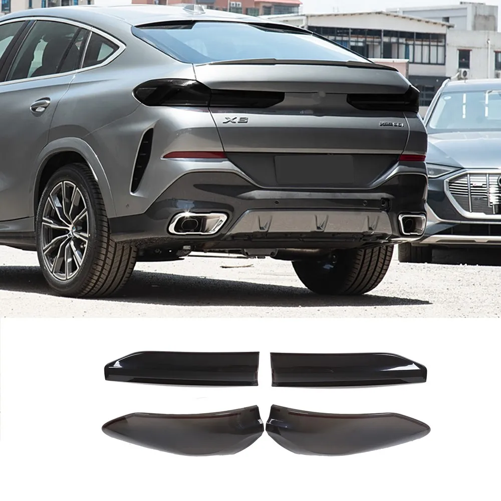 

ABS Blackened Car Tail Light Cover Trim Fits For BMW X6 G06 X6M F96 2020-2025 Smoked Black Tail Lampshade Shell Accessories