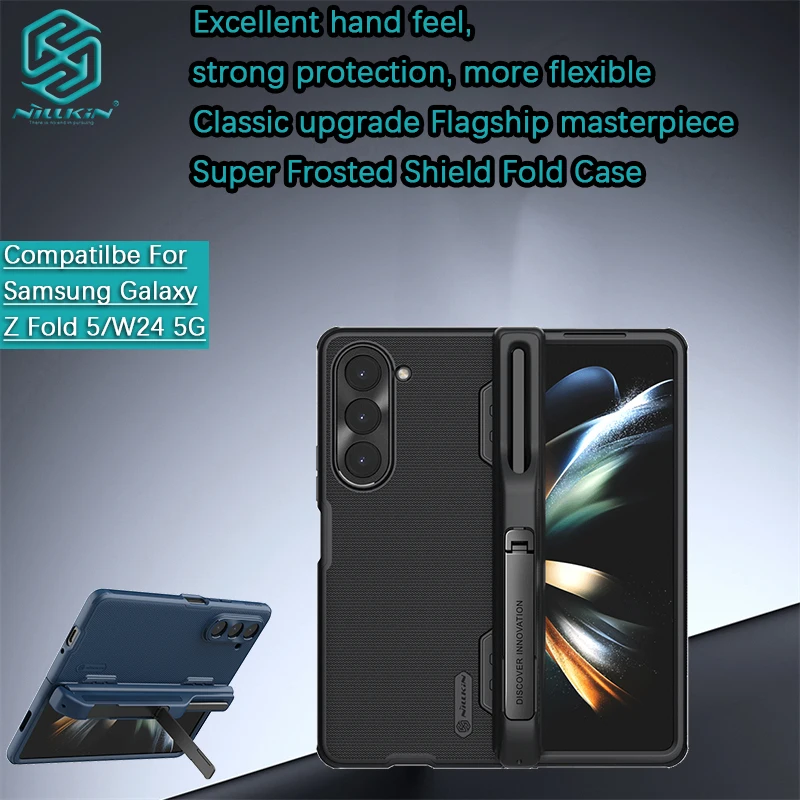 For Samsung Galaxy Z Fold 4 5 W24 W23 Nillkin Super Frosted Shield Fold Anti drop pen case holder phone case protective case